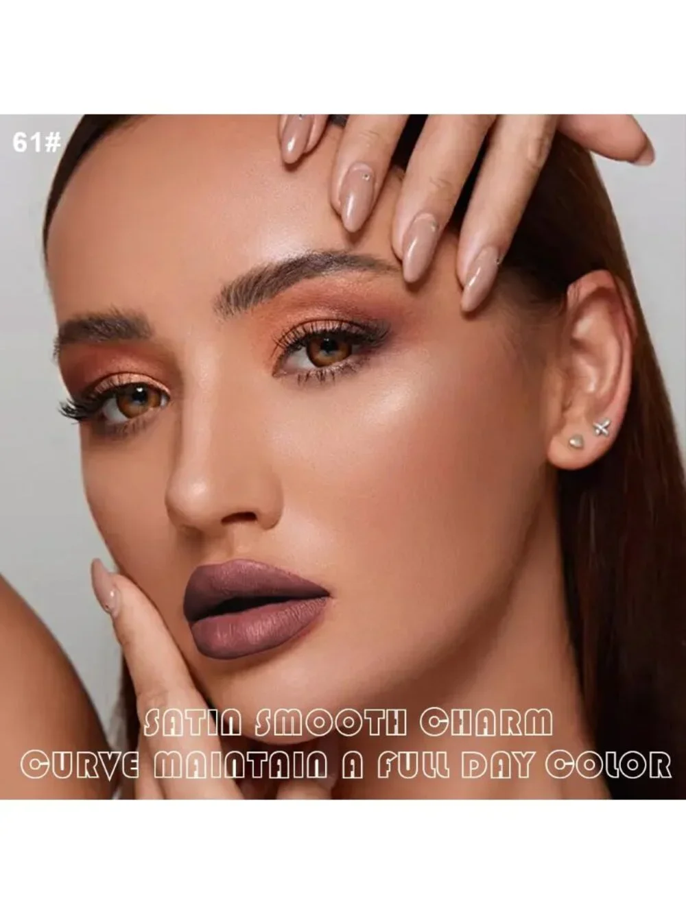 DNM 61# Nuetral Nude 2Pcs 24H Long-Lasting Matte Liquid Lipstick and Lip Liner